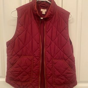 Burgundy JCrew Puffer Vest Large